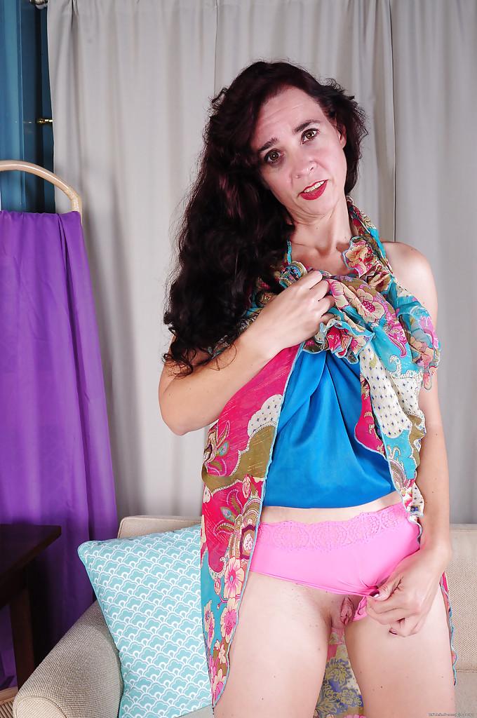 16P Spicy as hell curly-haired brunette Sable is touching her little hole