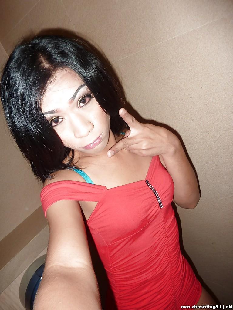 15P Skinny teen ladyboy Mo strips off underwear to jerk off shedick