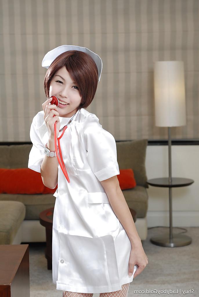 16P Cute skinny Thai shemale Shuy jerking off in stockings and lingerie