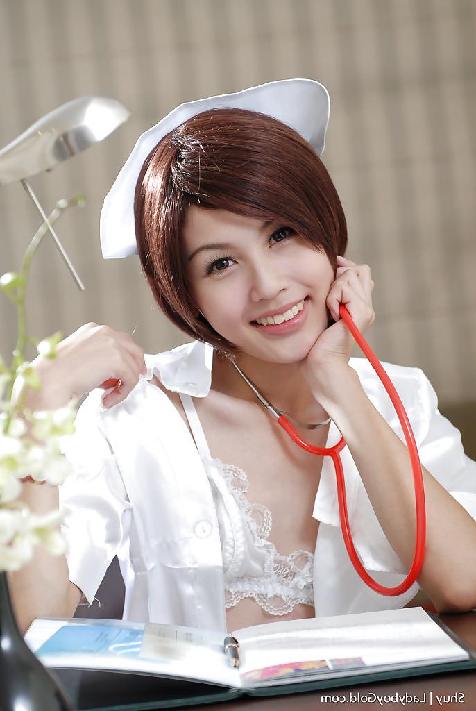 16P Cute skinny Thai shemale Shuy jerking off in stockings and lingerie