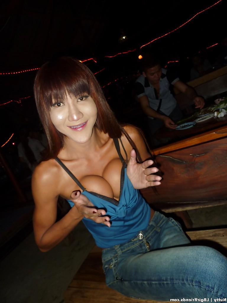 16P Busty young ladyboy Nutty jerking off her huge dick in bathroom
