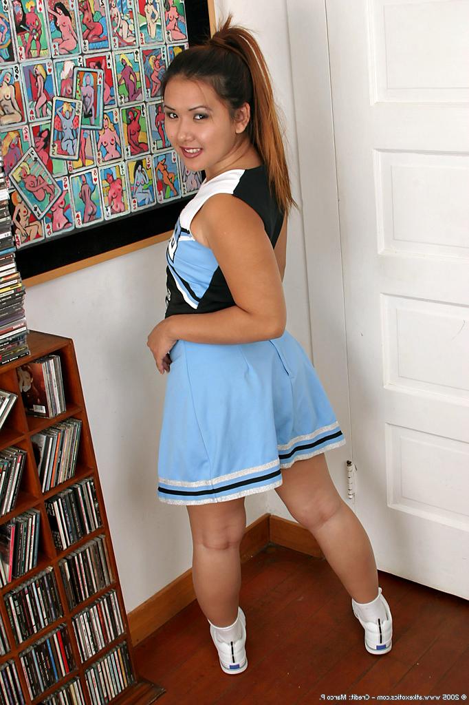 16P Amateur Latina cheerleader Kylie Rey exposing pierced vagina beneath skirt