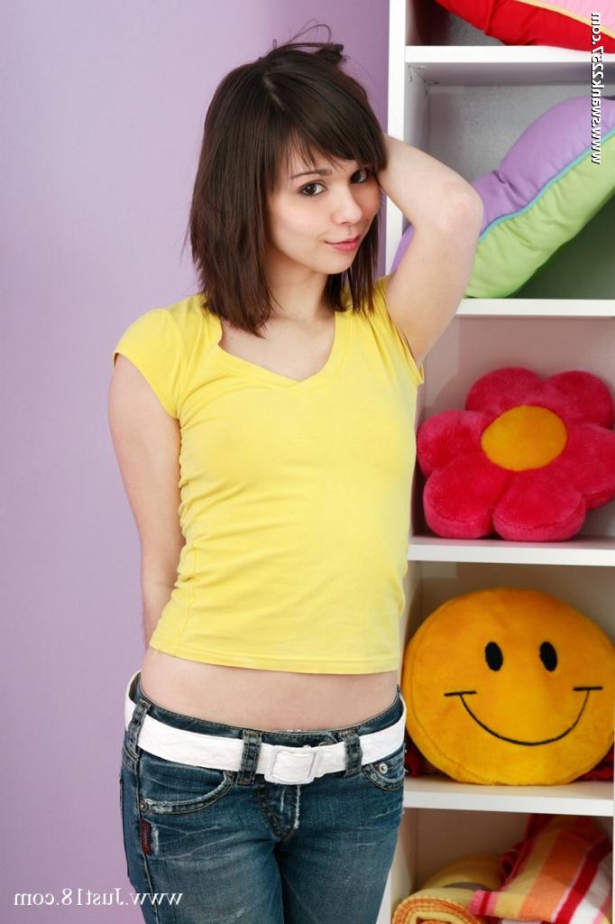16P Svelte teen brunette Ariel Rebel stripping and exposing her petite body