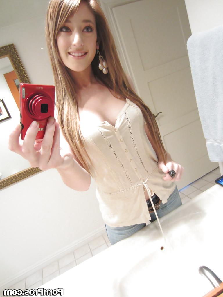 16P Tiny tit brunette Casana undressing in the bathroom to show herself