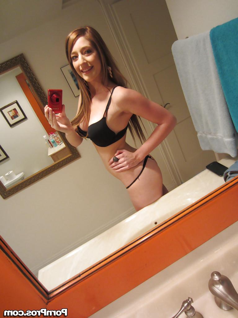 16P Tiny tit brunette Casana undressing in the bathroom to show herself