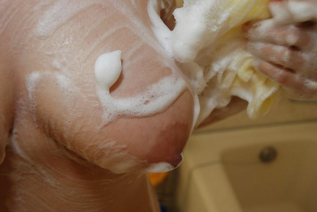 16P Bosomy asian sweetie Tomoko Ochiai caresses herself taking shower