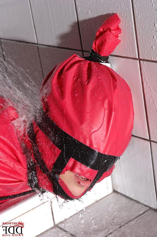 16P Miho Lechter wrapped in the bathroom for fetish shower humiliation