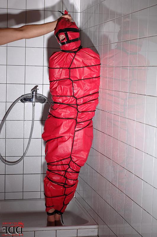 16P Miho Lechter wrapped in the bathroom for fetish shower humiliation