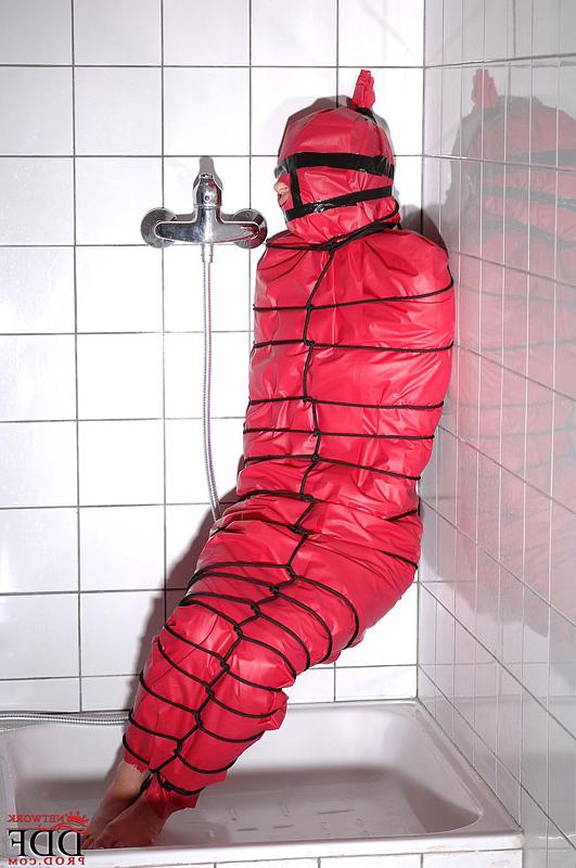 16P Miho Lechter wrapped in the bathroom for fetish shower humiliation