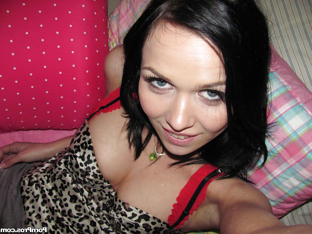 16P Brunette teen babe Ally Styles taking off her lingerie and posing naked