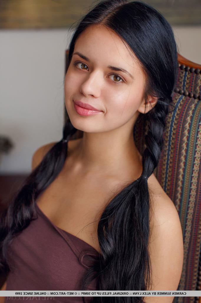 18P Dark haired babe Carmen Summer shows off teen tits and twat for glam shoot
