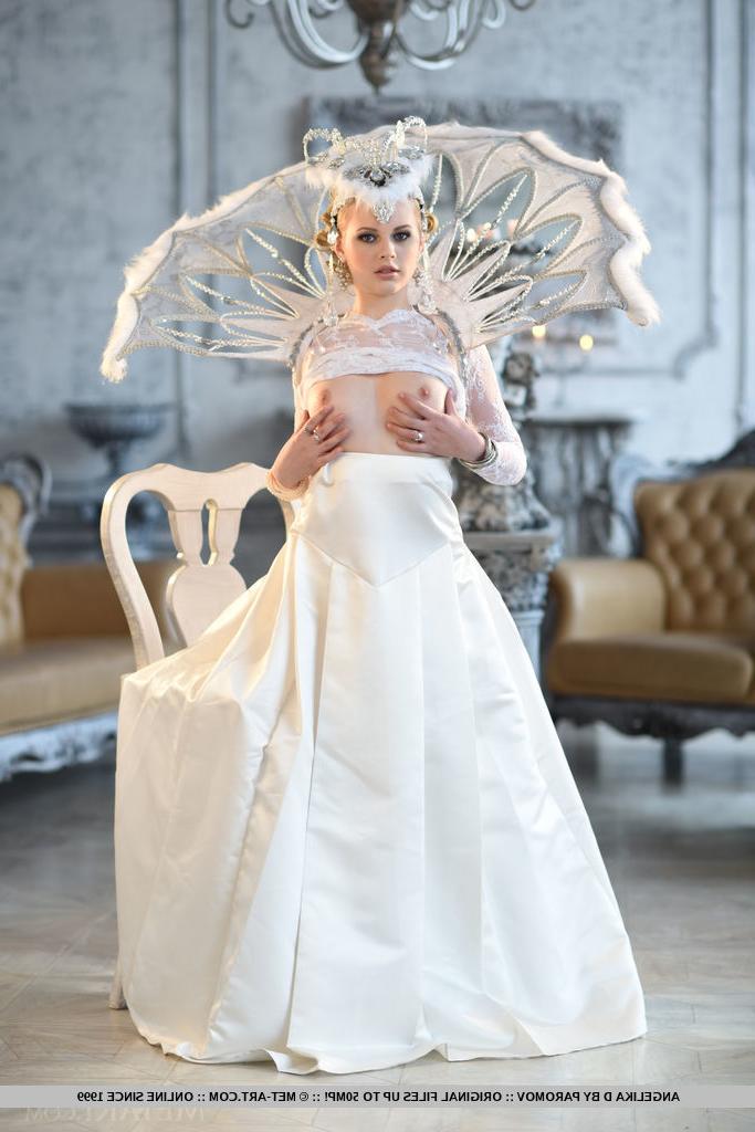 18P Euro babe Angelika D baring phat teen ass beneath glamorous wedding dress
