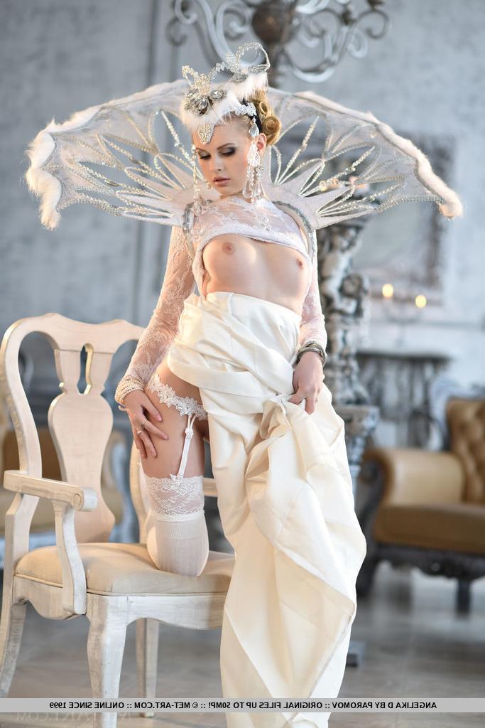 18P Euro babe Angelika D baring phat teen ass beneath glamorous wedding dress