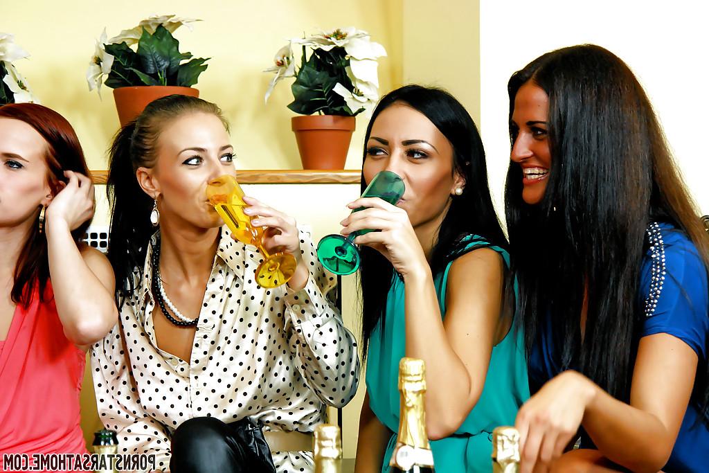 16P Naughty chicks have some partly clothed lesbian fun at the drunk house party