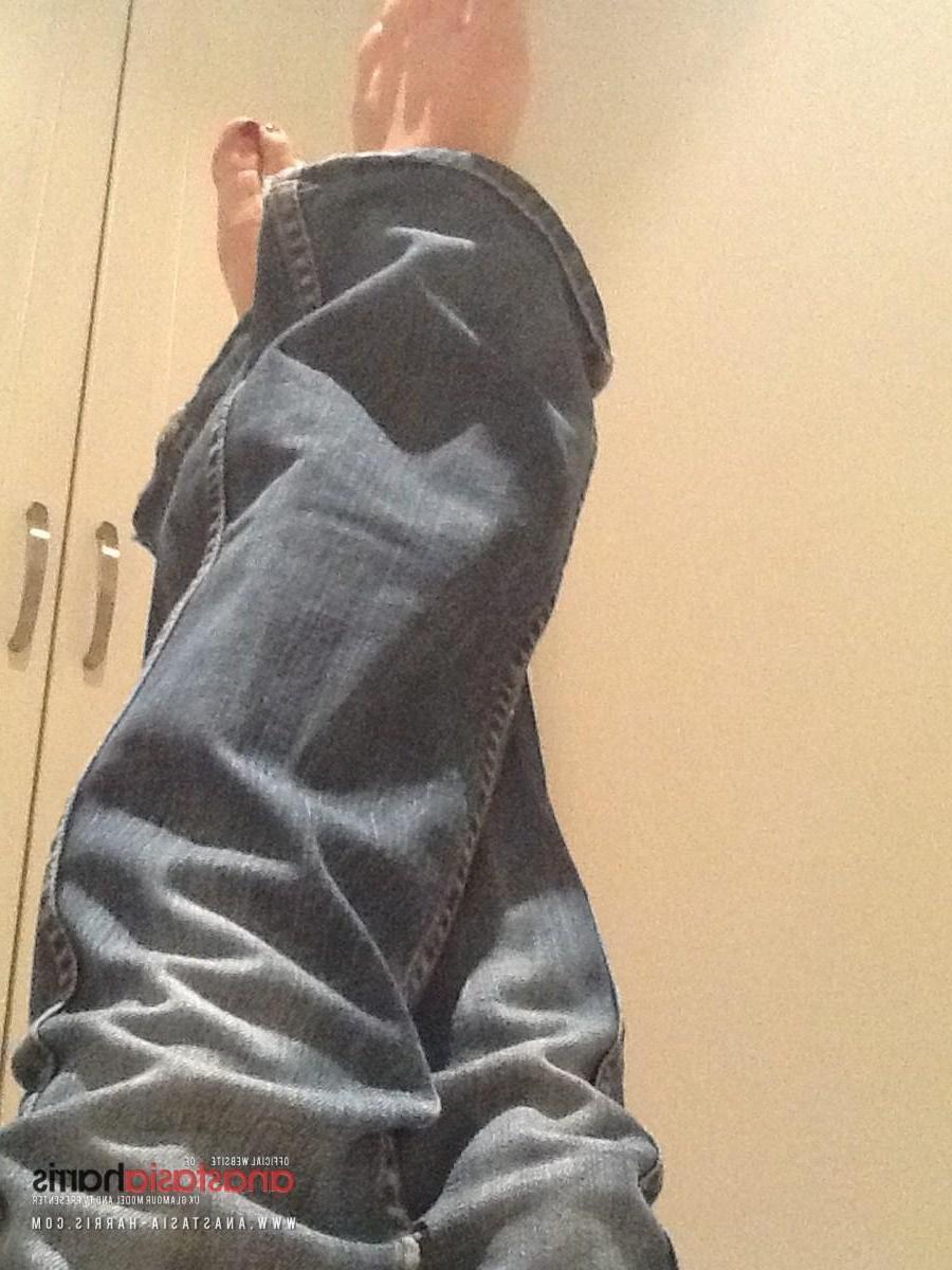 12P Anastasia Harris plays with her tight jeans and peels them off