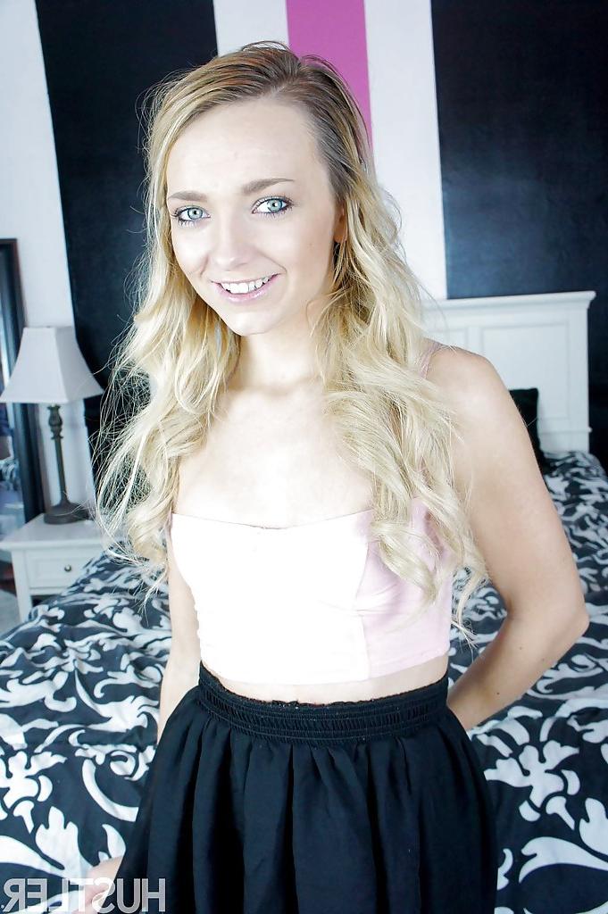 16P Petite blonde chick Carmen Calloway revealing her tiny young girl tits