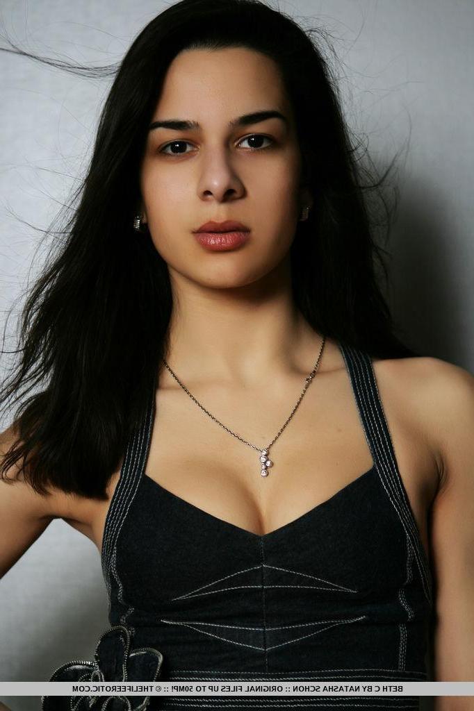 16P Brunette model Beth C gives a sensual striptease