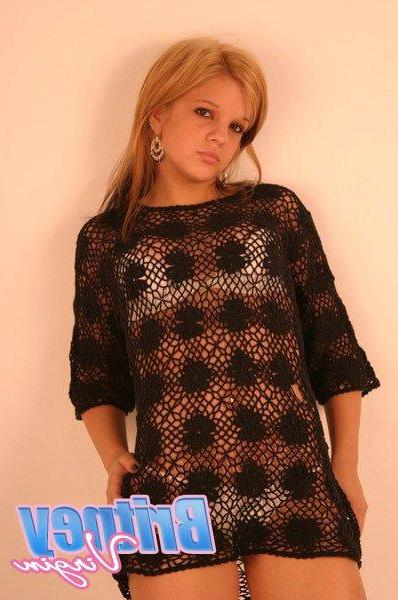 12P Pictures of teen model Britney Virgin stripping to her underwear