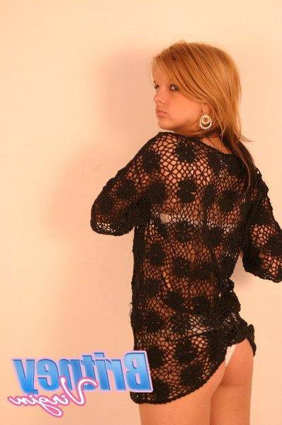 12P Pictures of teen model Britney Virgin stripping to her underwear