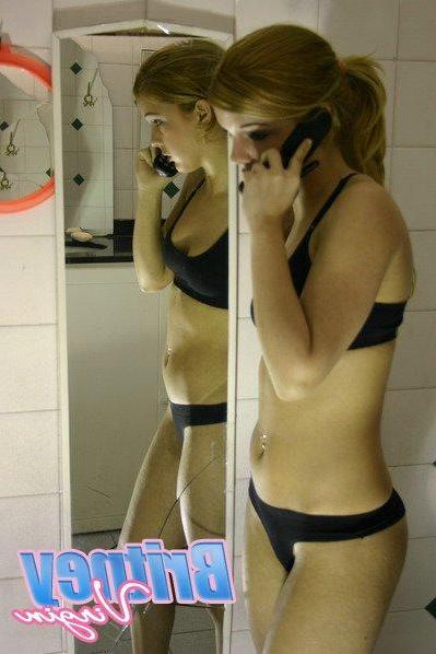 16P Pictures of Britney Virgin checking herself out in a mirror