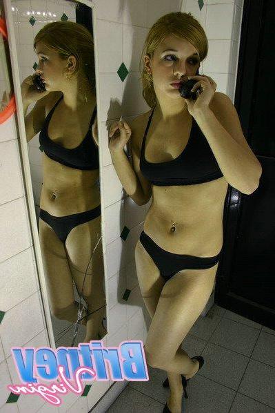 16P Pictures of Britney Virgin checking herself out in a mirror