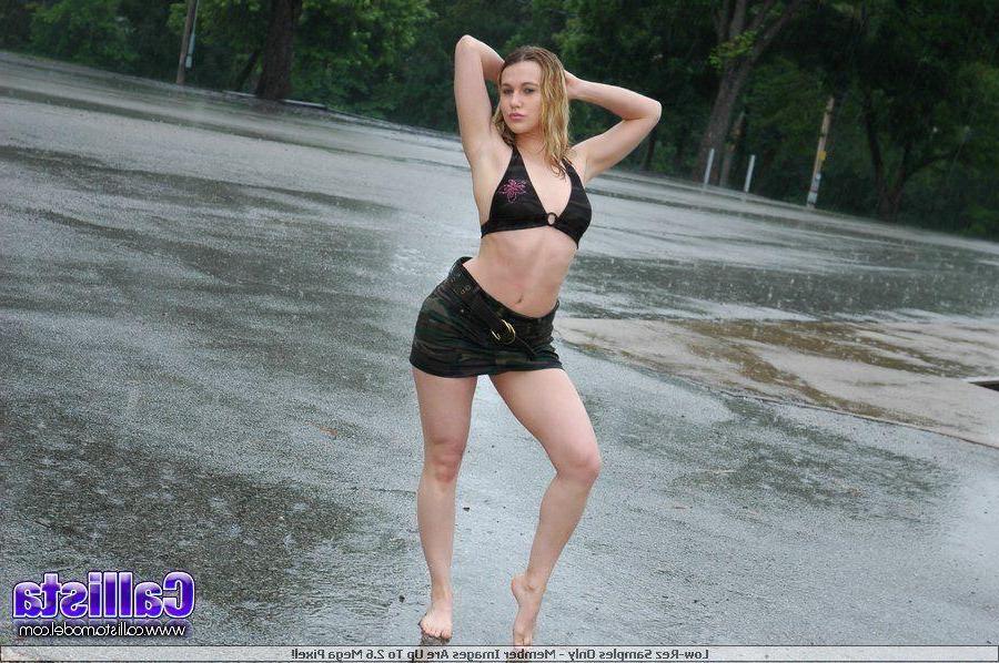 16P Pictures of teen Callista Model being a bad girl outside