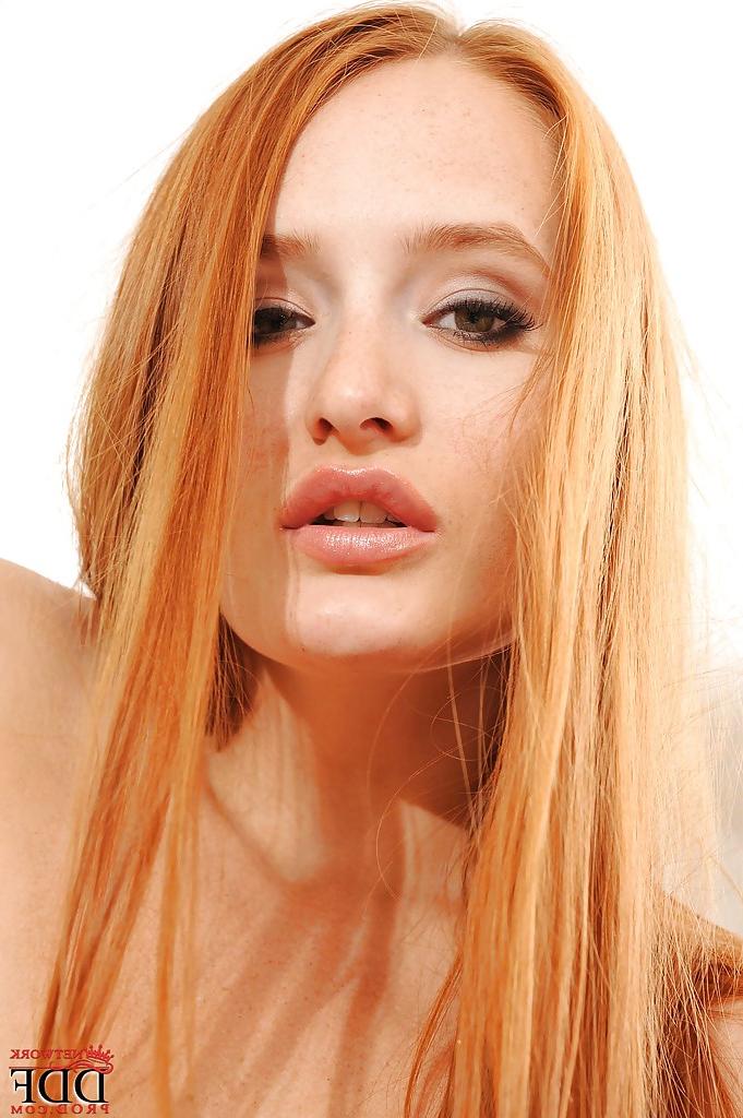 16P Naked redhead with tiny tits Denisa Heaven playing with her vibrator