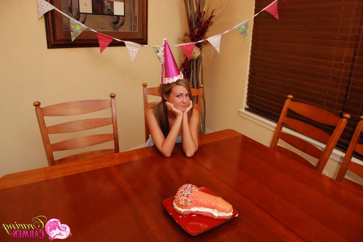 12P Carmen celebrates her birthday with a penis shaped cake