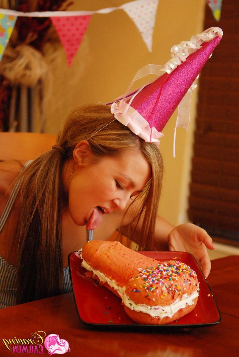 12P Carmen celebrates her birthday with a penis shaped cake