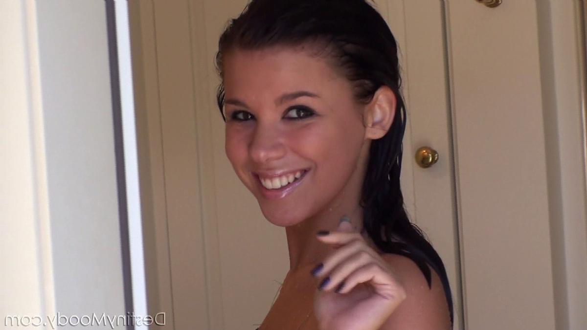 15P Darling Destiny Moody loses her bikini as she splashes into the pool