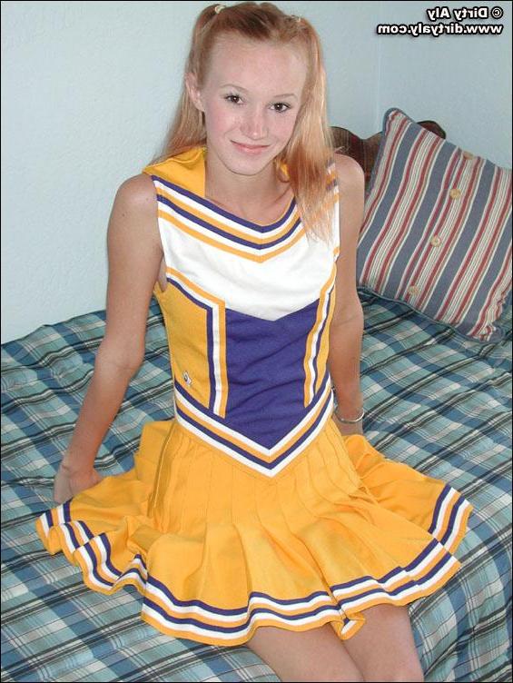 20P Pictures of Dirty Aly stripping out of her cheerleader uniform