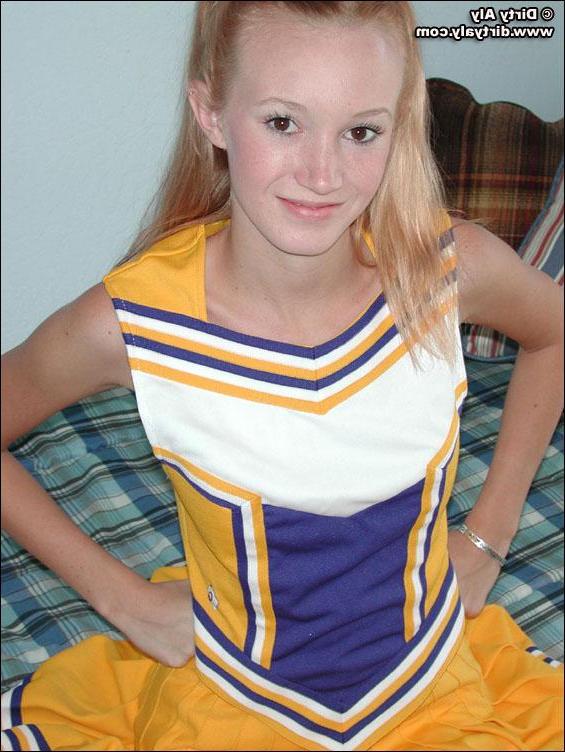 20P Pictures of Dirty Aly stripping out of her cheerleader uniform