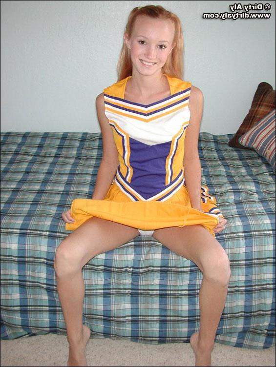 20P Pictures of Dirty Aly stripping out of her cheerleader uniform