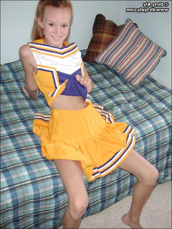 20P Pictures of Dirty Aly stripping out of her cheerleader uniform