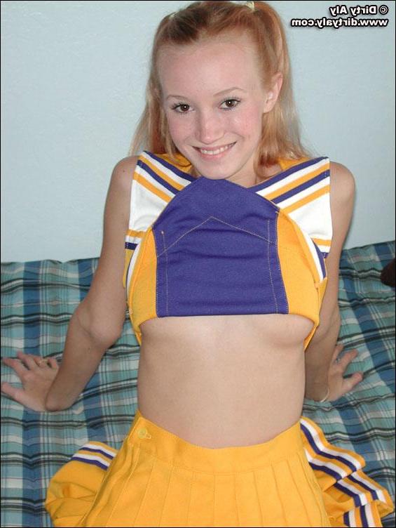 20P Pictures of Dirty Aly stripping out of her cheerleader uniform