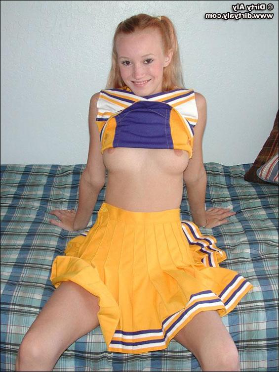 20P Pictures of Dirty Aly stripping out of her cheerleader uniform