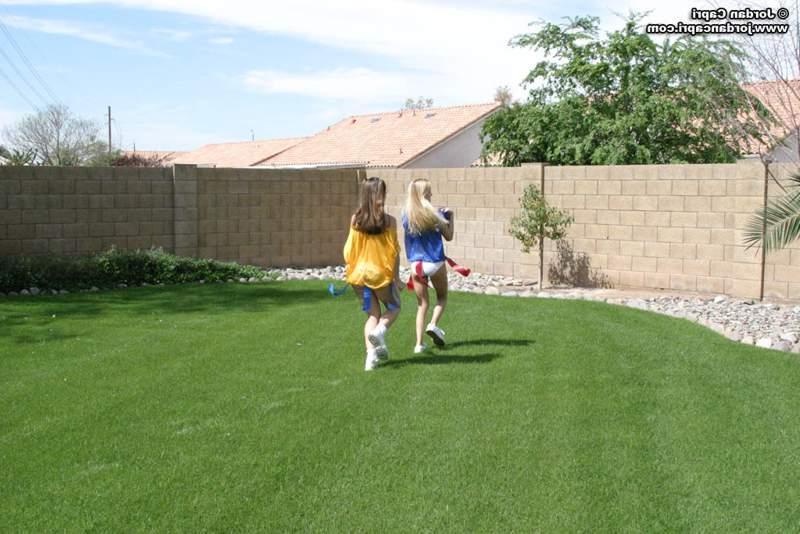 15P teen girls play outside