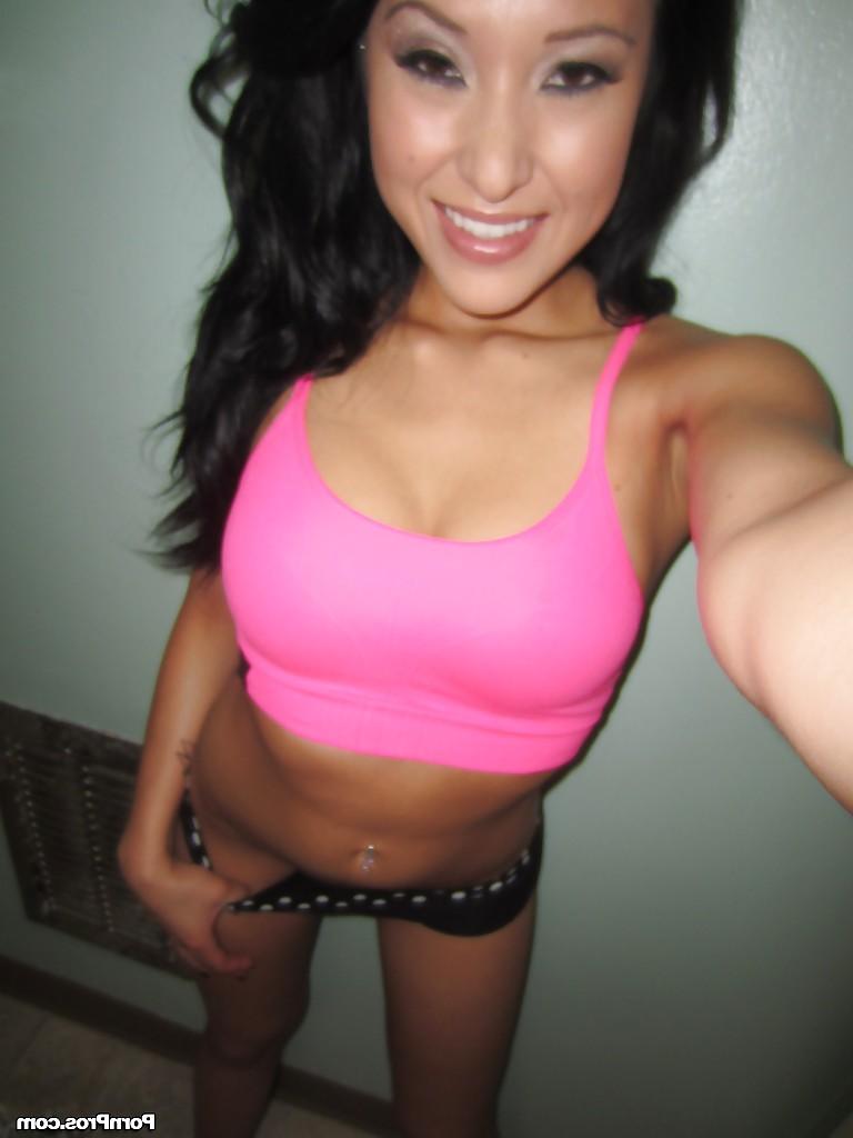 16P Lovely asian chick with nice tits Jayden Lee stripping off her clothes
