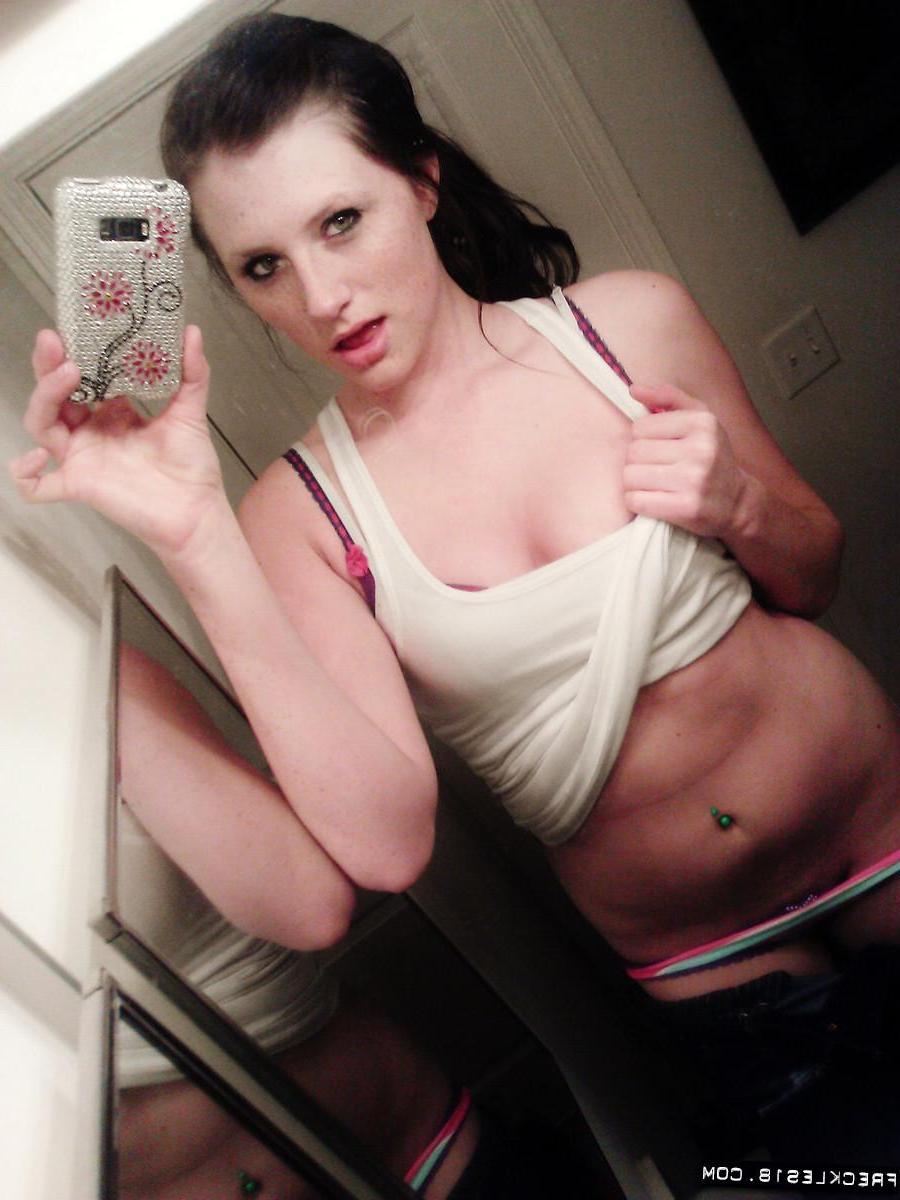 11P Pictures of Freckles 18 taking sexy pics of herself in the bathroom