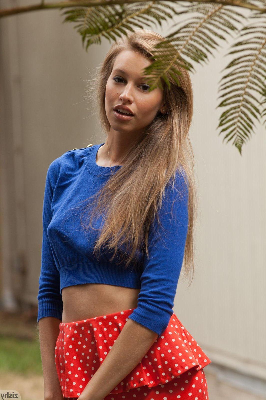 12P Blonde girl Geri Burgess wants to show you what's up her skirt