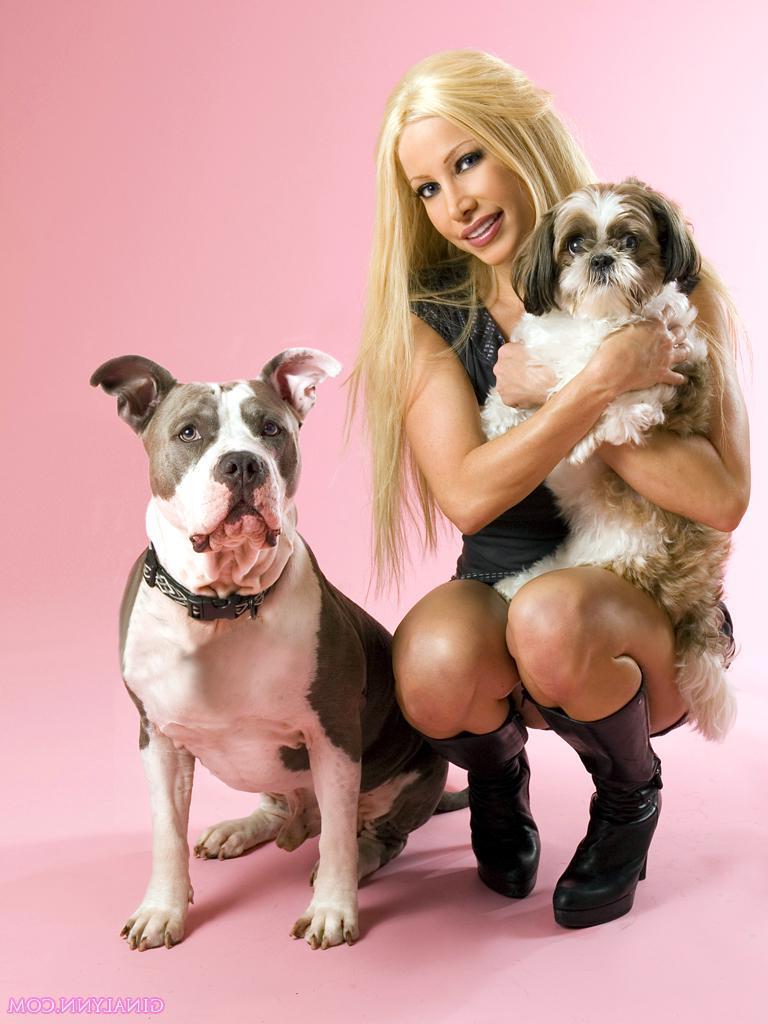 15P Pictures of shares her beauty in an artistic piece with a cute puppy dog