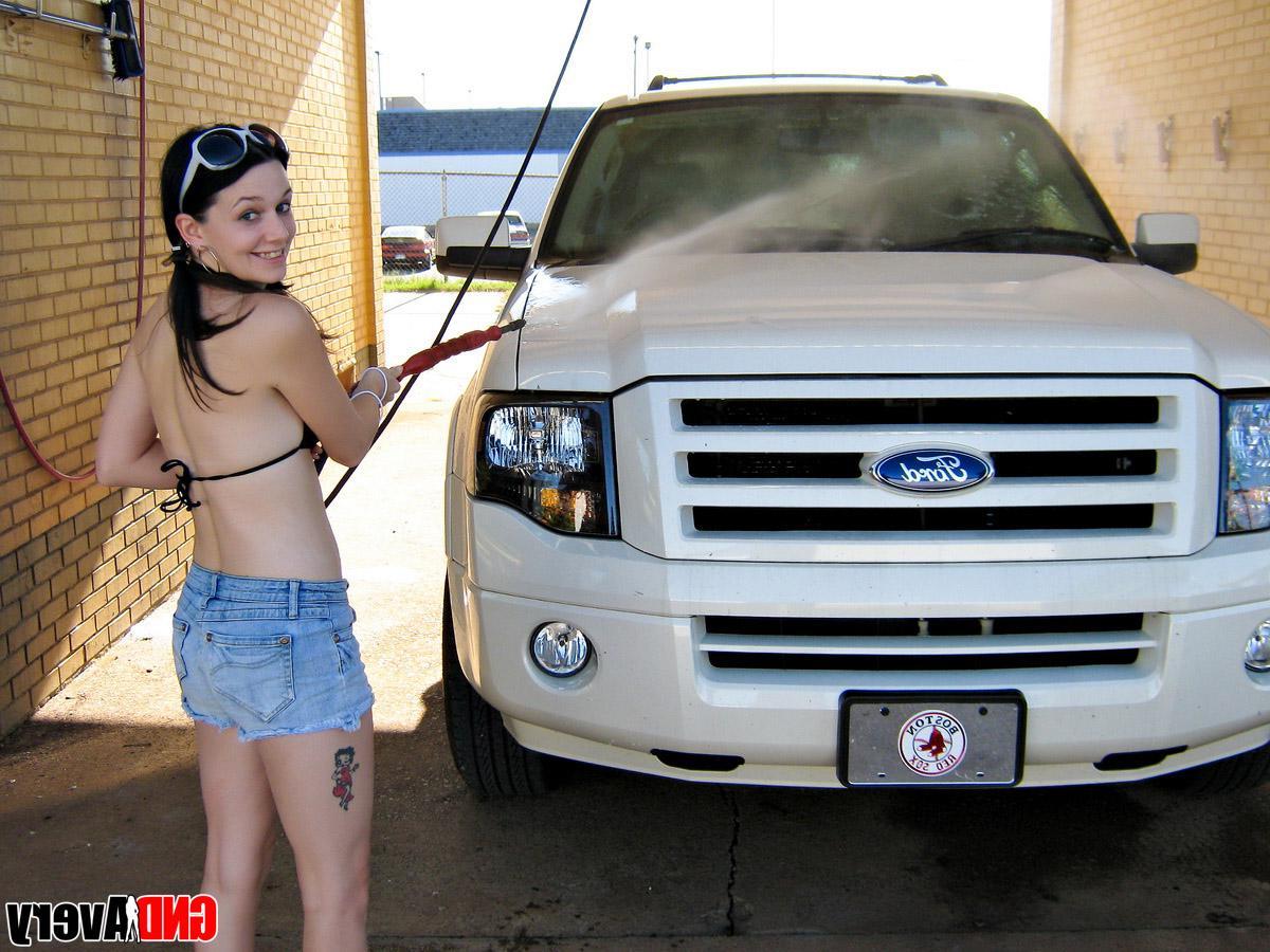 12P Avery pulls her bikini top aside and flashes her perky tit for all to see