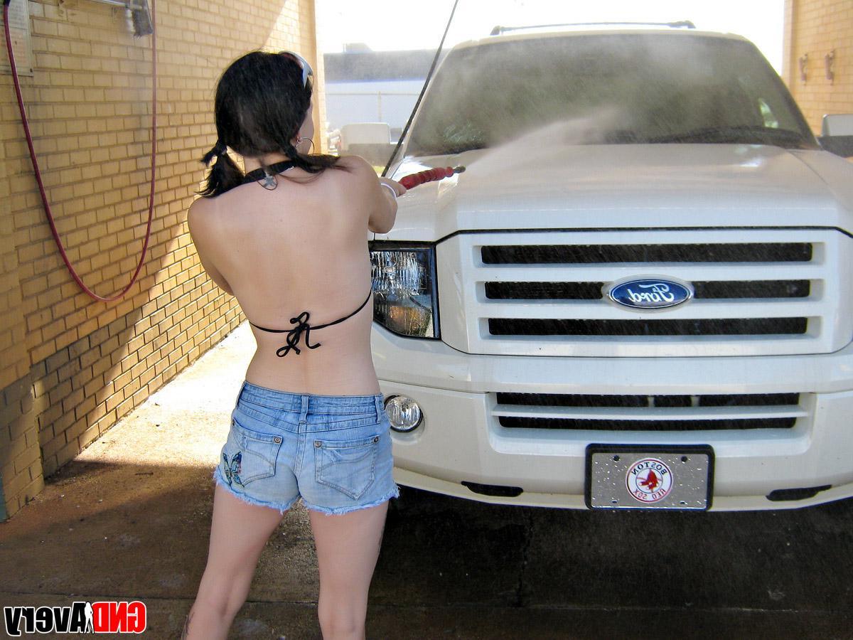 12P Avery pulls her bikini top aside and flashes her perky tit for all to see