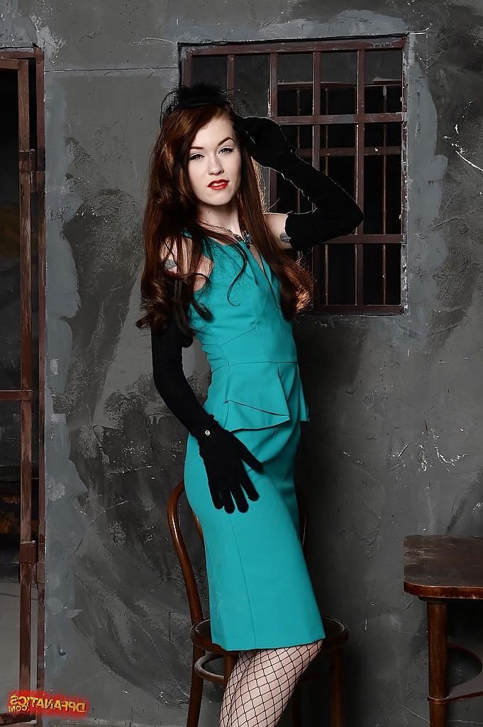 16P Glamorous sweetie in black gloves slowly uncovering her slippy curves