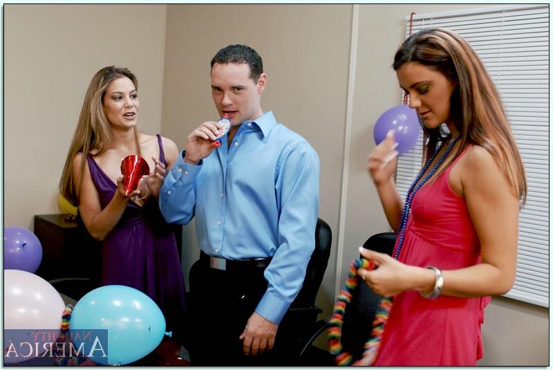 16P Two busty seductresses starting a hot gangbang at the birthday party