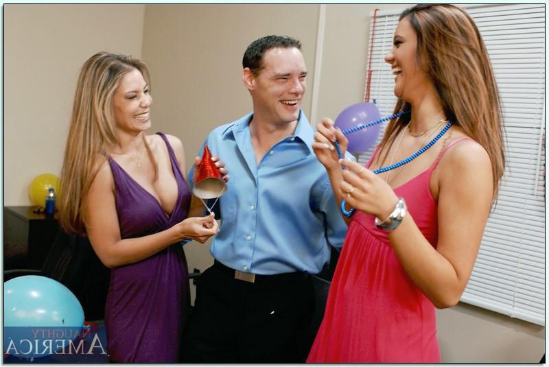 16P Two busty seductresses starting a hot gangbang at the birthday party
