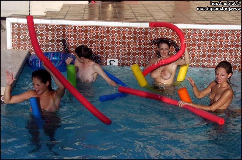 16P Lesbians teens play in a pool