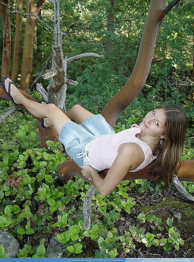 20P Pictures of Josie Model getting naked in the woods