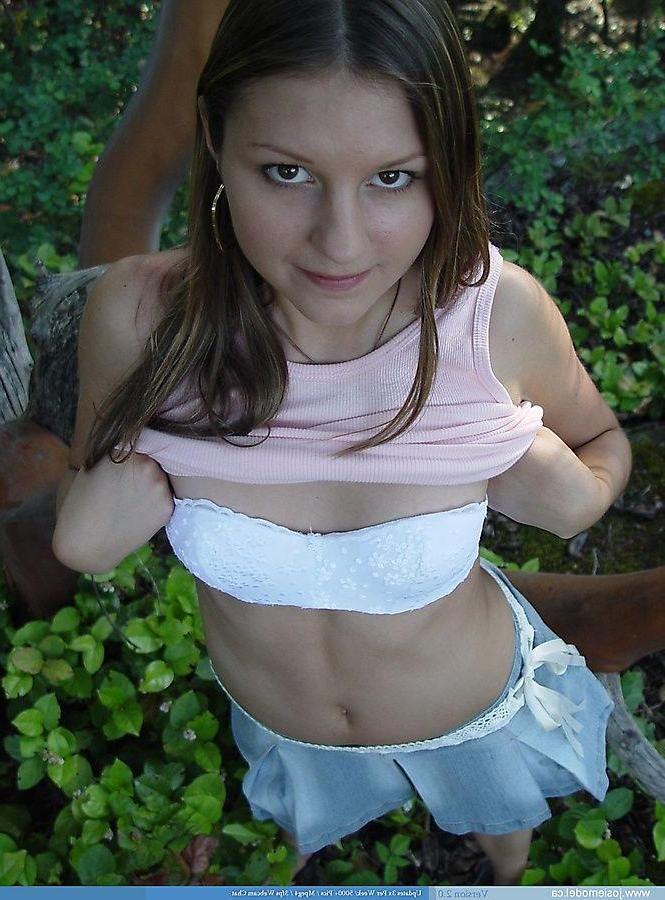 20P Pictures of Josie Model getting naked in the woods