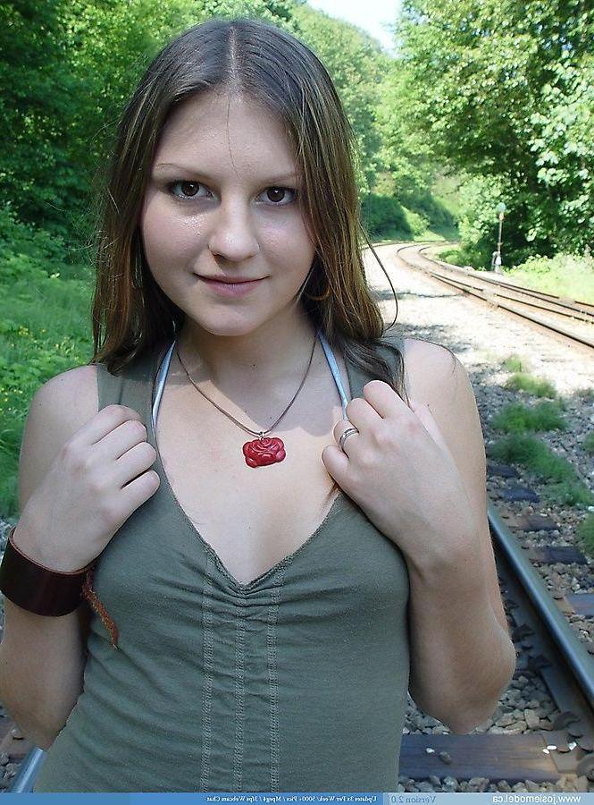 20P Pictures of teen Josie Model exposing herself on a train track